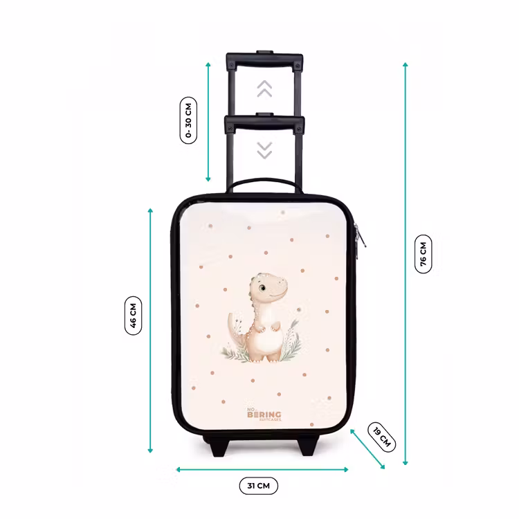 Children's suitcase - Beige dino on a polka dot background — 3