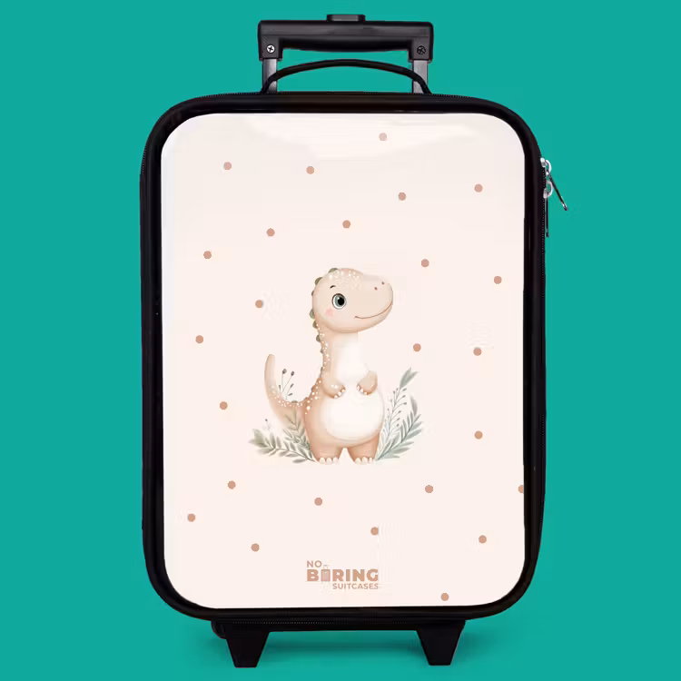 Children's suitcase - Beige dino on a polka dot background — 4