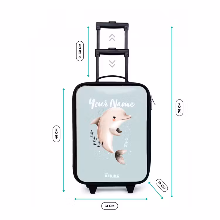 Children's suitcase - Beige dolphin in blue water — 3