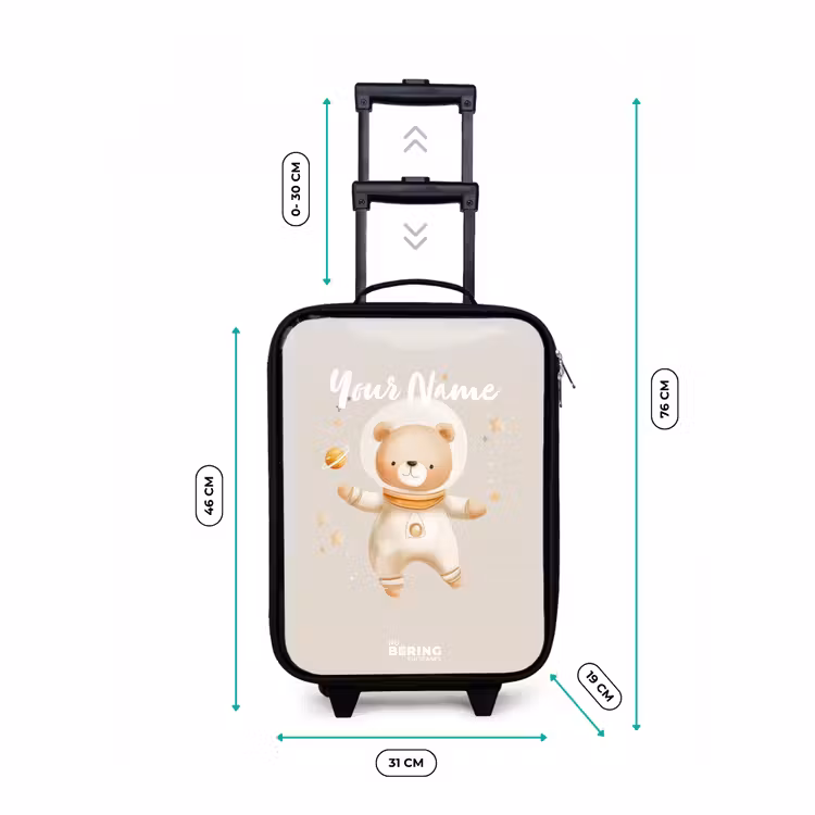 Children's suitcase - Beige space bear floats among stars — 3