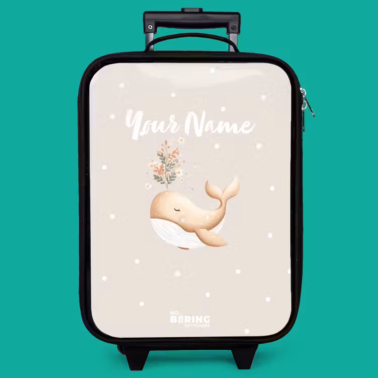 Children's suitcase - Beige whale in sea of flowers — 4
