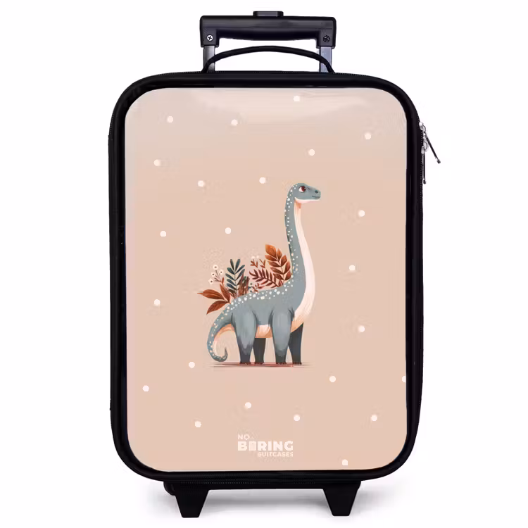 Children's suitcase - Blue dinosaur on a beige polka dot background — 1