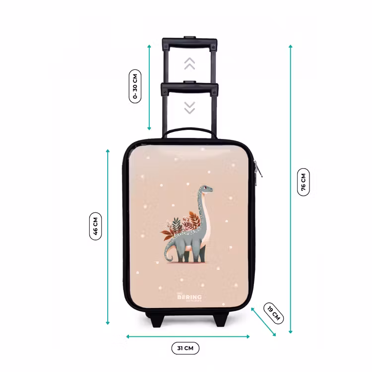 Children's suitcase - Blue dinosaur on a beige polka dot background — 3
