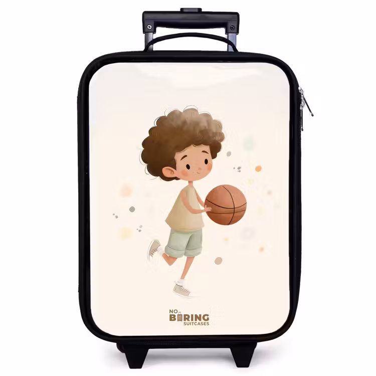 Children's suitcase - Boy with a basketball in beige colors — 1