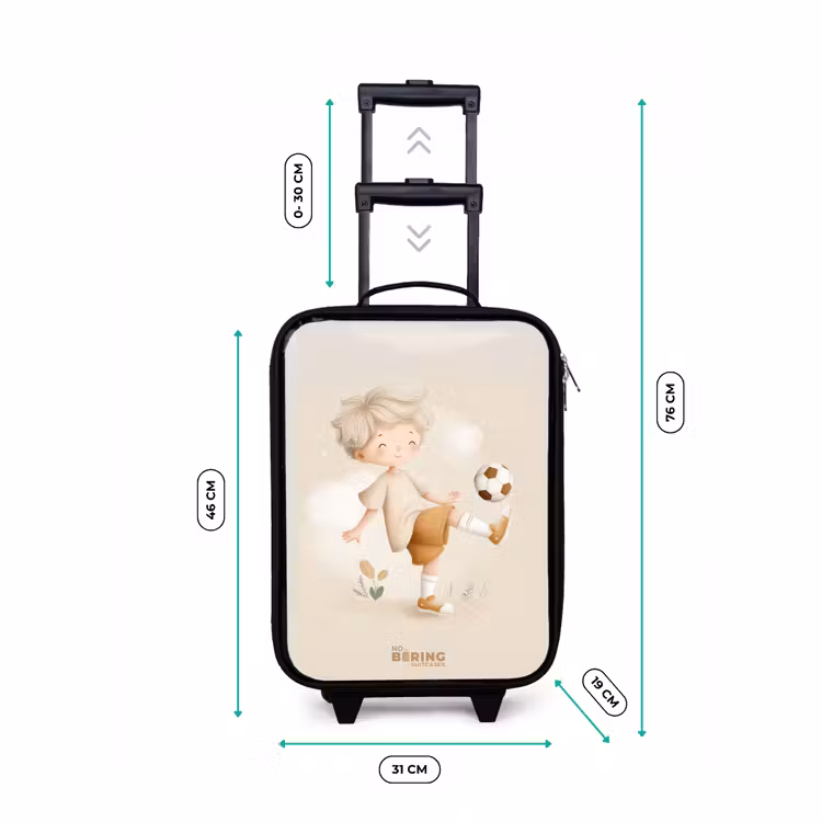 Children's suitcase - Boy with a soccer ball in beige colors — 3