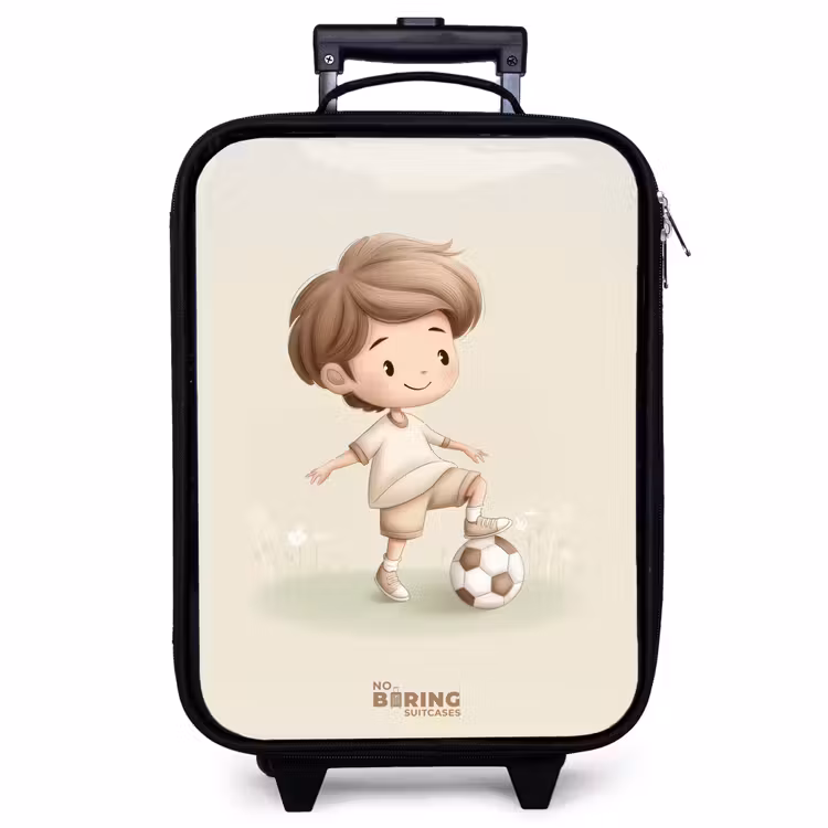 Children's suitcase - Boy with a soccer ball in brown shades — 1