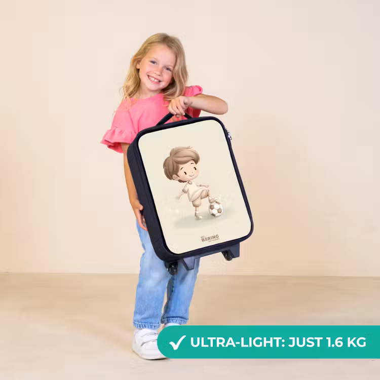 Children's suitcase - Boy with a soccer ball in brown shades — 5