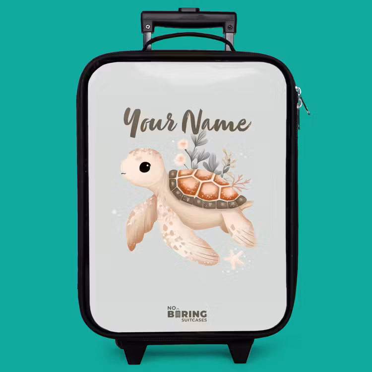 Children's suitcase - Brown sea turtle in pastel underwater world — 4