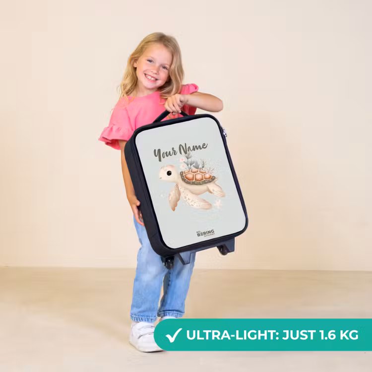 Children's suitcase - Brown sea turtle in pastel underwater world — 5