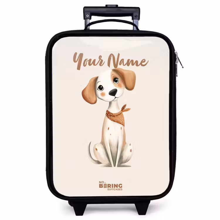 Children's suitcase - Brown spotted puppy on a beige background — 1
