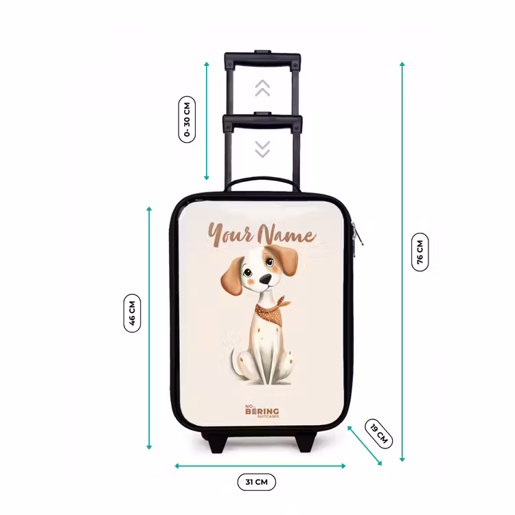 Children's suitcase - Brown spotted puppy on a beige background — 3