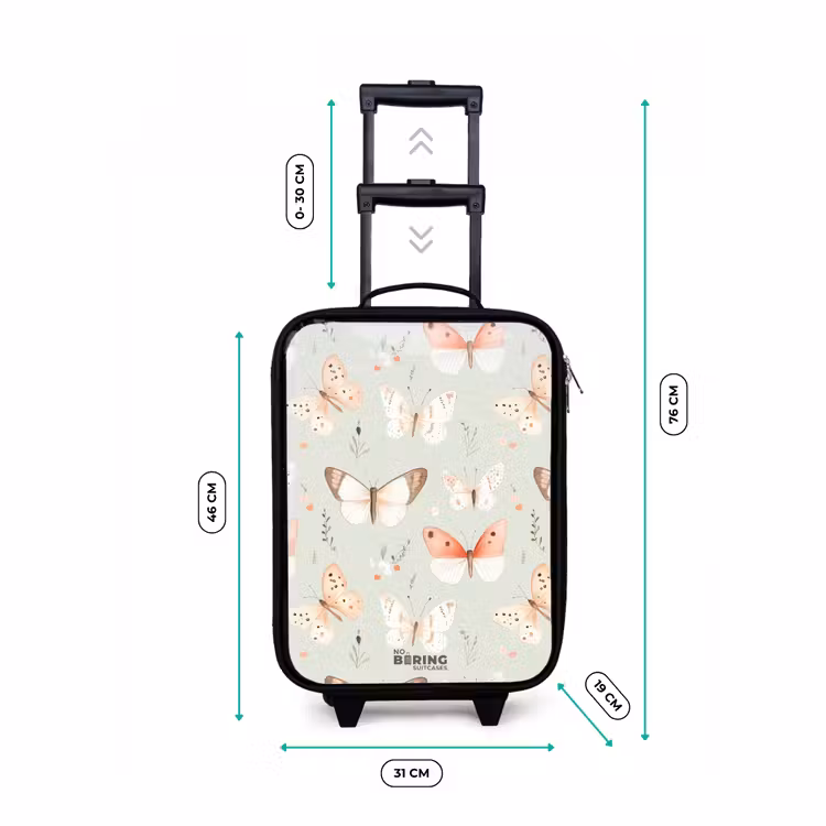Children's suitcase - Butterfly pattern in soft orange and red tones — 3