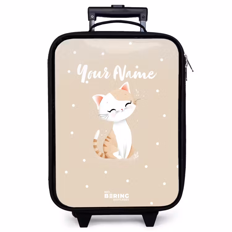 Children's suitcase - Cat surrounded by beige dots — 1