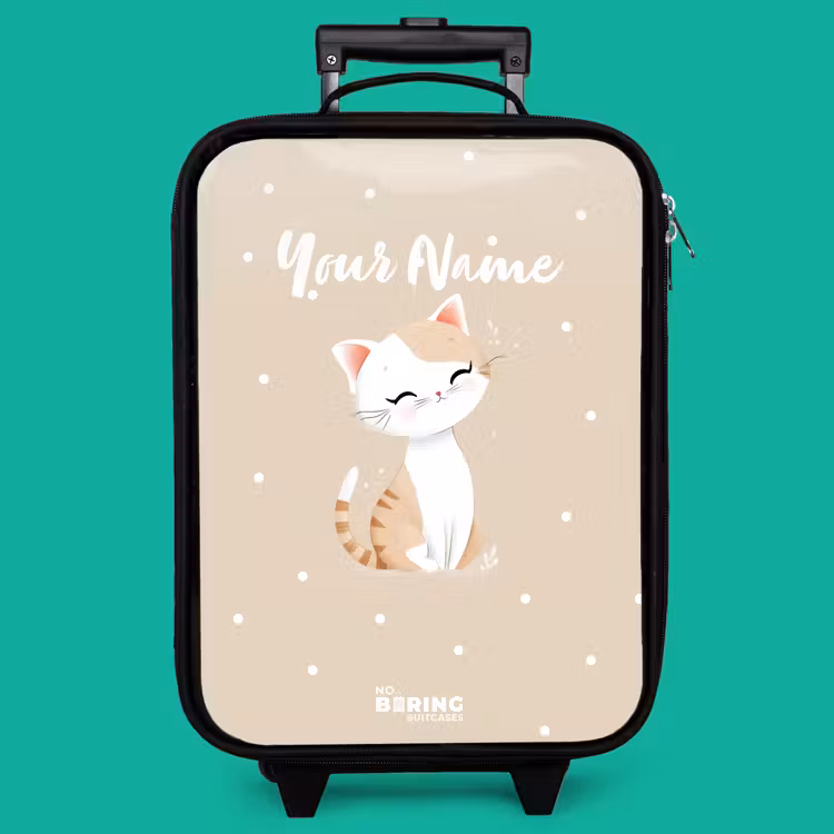 Children's suitcase - Cat surrounded by beige dots — 4