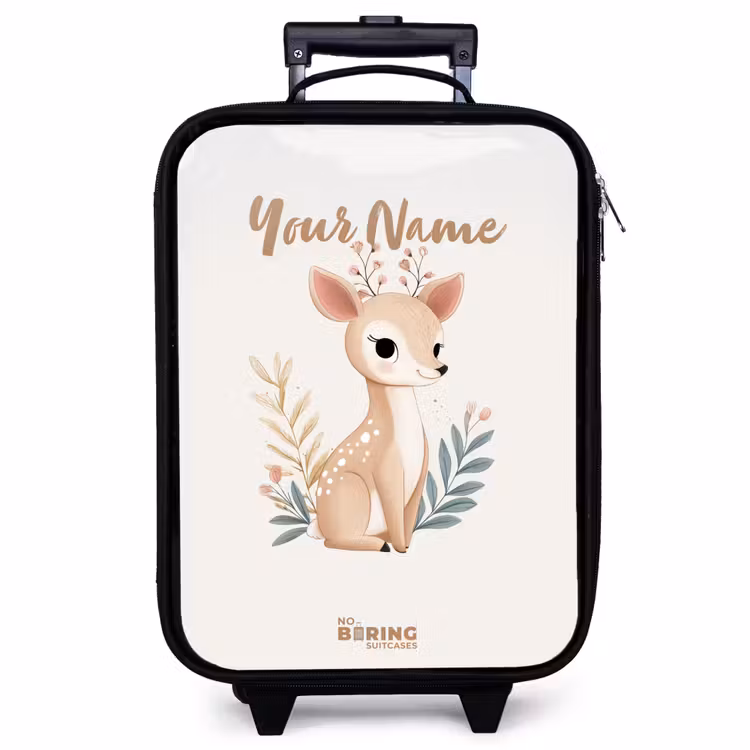 Children's suitcase - Deer surrounded by plants in shades of beige — 1