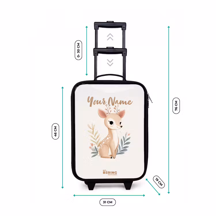 Children's suitcase - Deer surrounded by plants in shades of beige — 3