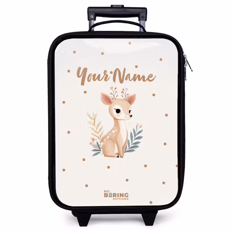 Children's suitcase - Deer with plants in a field of dots — 1