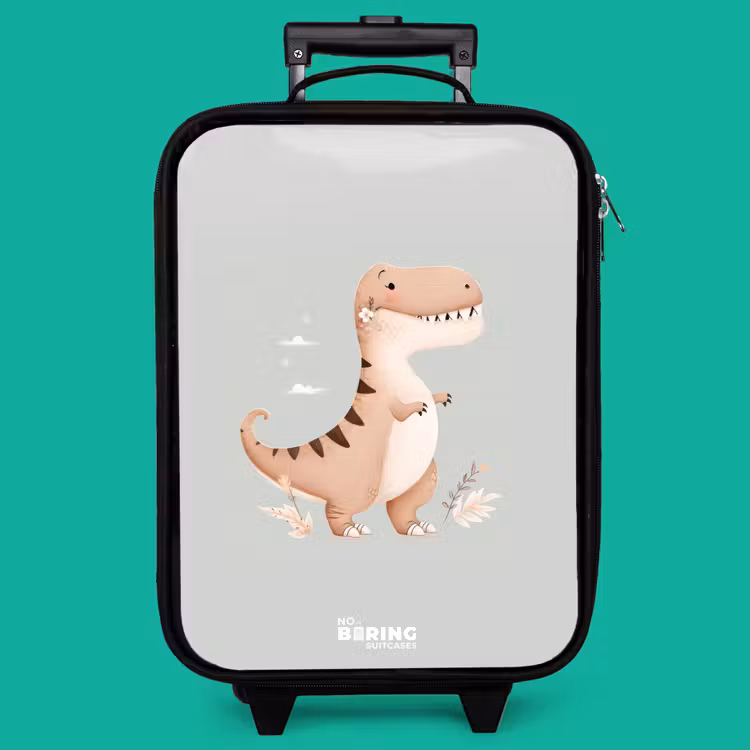 Children's suitcase - Dino in beige and gray colors — 4