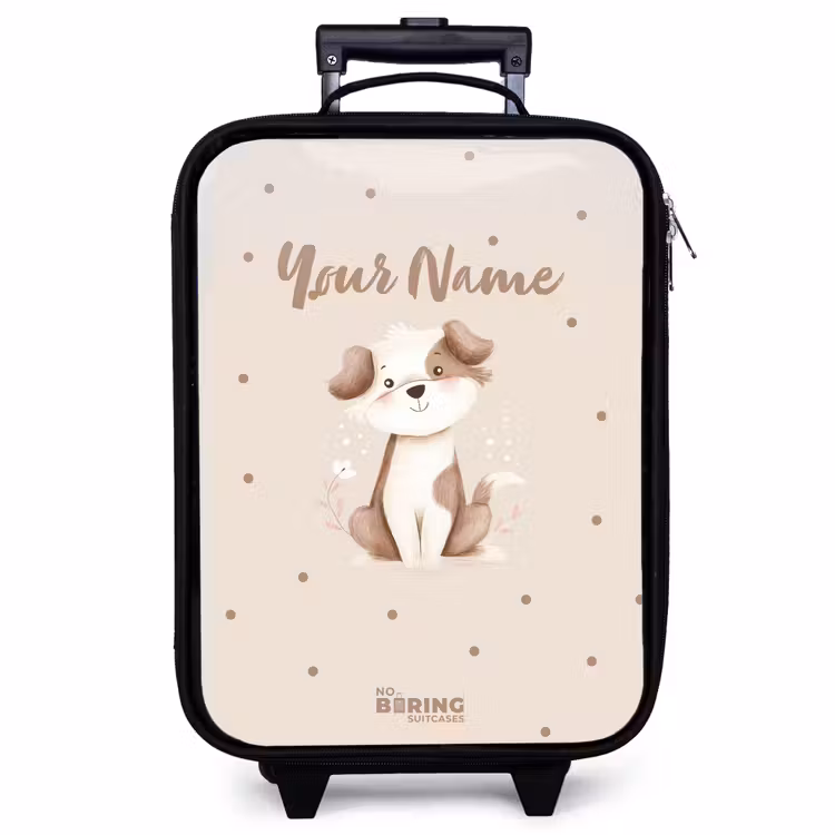 Children's suitcase - Dog puppy surrounded by brown dots — 1
