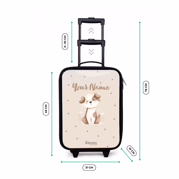 Children's suitcase - Dog puppy surrounded by brown dots — 3