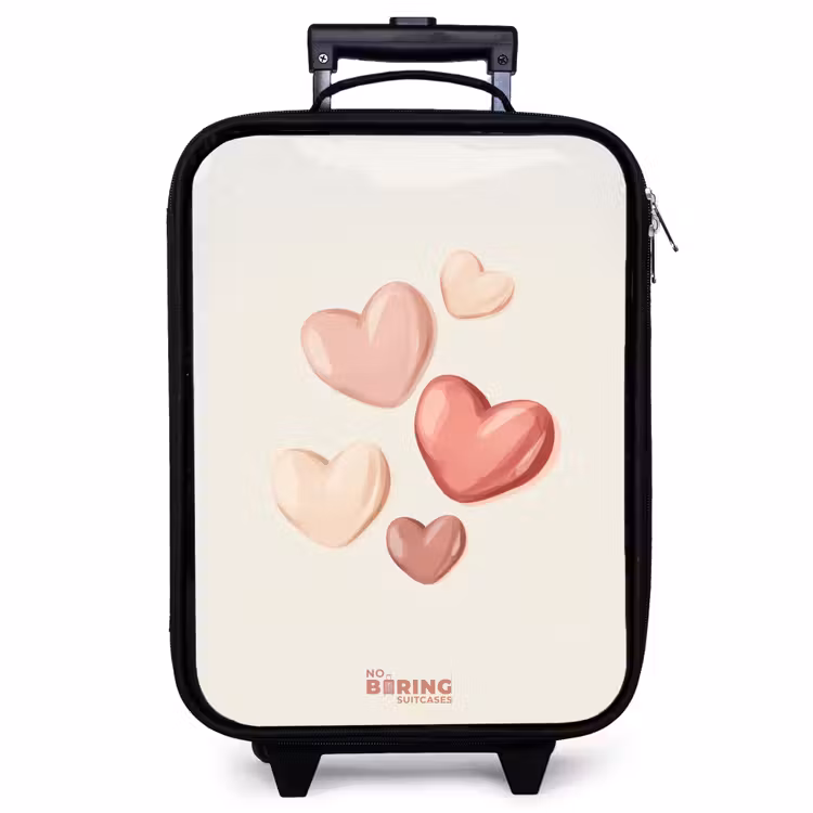 Children's suitcase - Floating hearts in soft shades of red and pink — 1