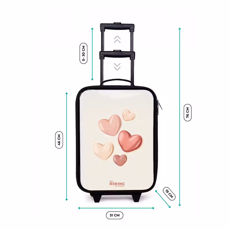Children's suitcase - Floating hearts in soft shades of red and pink — 3