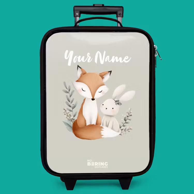 Children's suitcase - Fox and rabbit surrounded by green leaves — 4