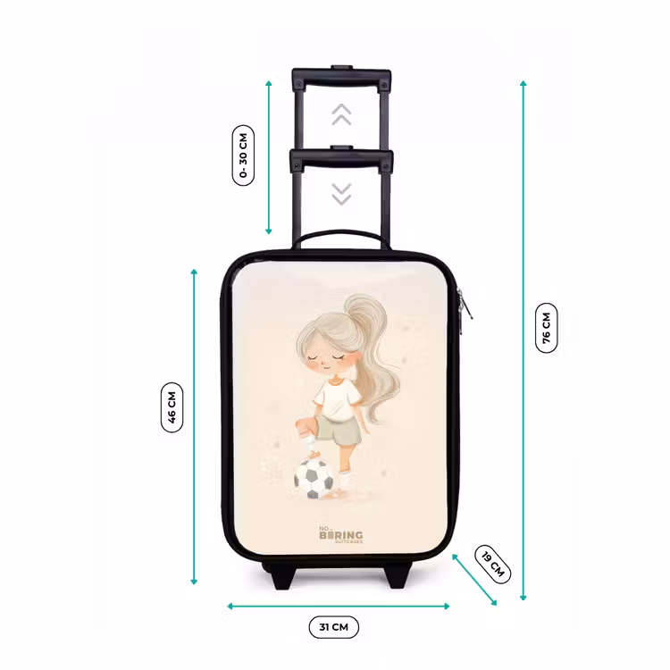 Children's suitcase - Girl with a soccer ball in beige colors — 3