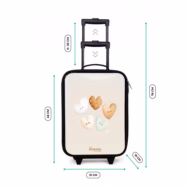 Children's suitcase - Hearts in soft beige tones — 3