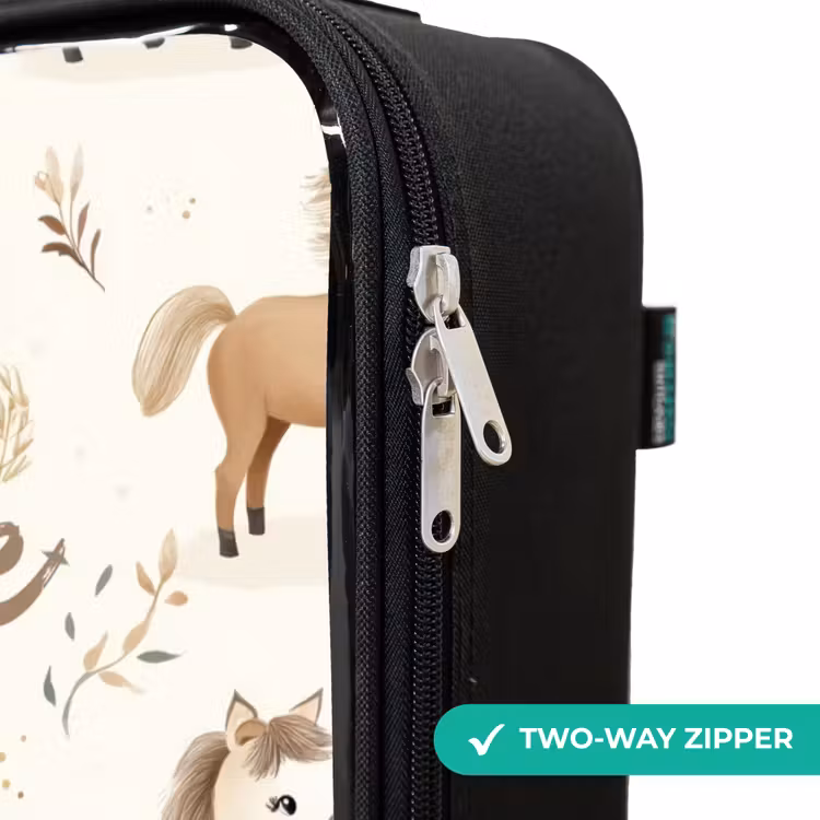 Children's suitcase - Pattern of foals in beige and brown colors — 6