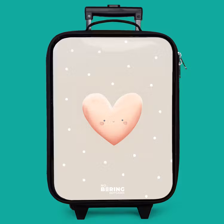 Children's suitcase - Pink heart surrounded by beige dots — 4