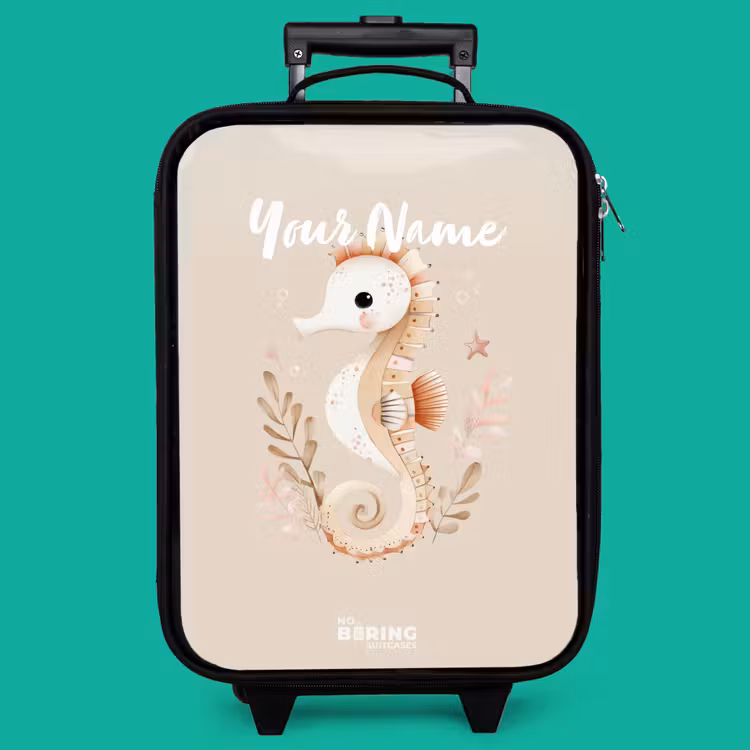 Children's suitcase - Pink seahorse among sea plants — 4