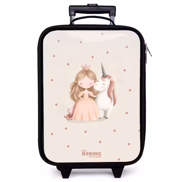 Children's suitcase - Princess and a unicorn in pastel colors — 1