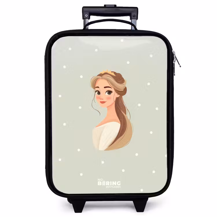 Children's suitcase - Princess with tiara on green polka dot background — 1