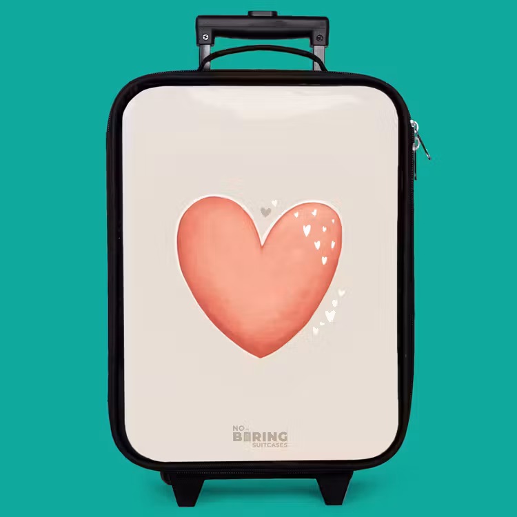 Children's suitcase - Red heart on a beige background — 4