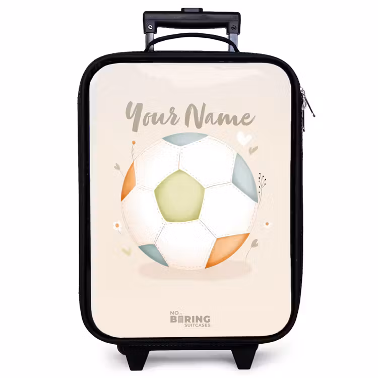 Children's suitcase - Soccer in beige pastel colors — 1