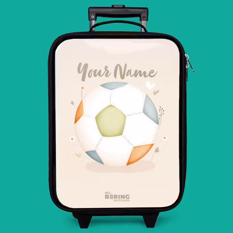 Children's suitcase - Soccer in beige pastel colors — 4