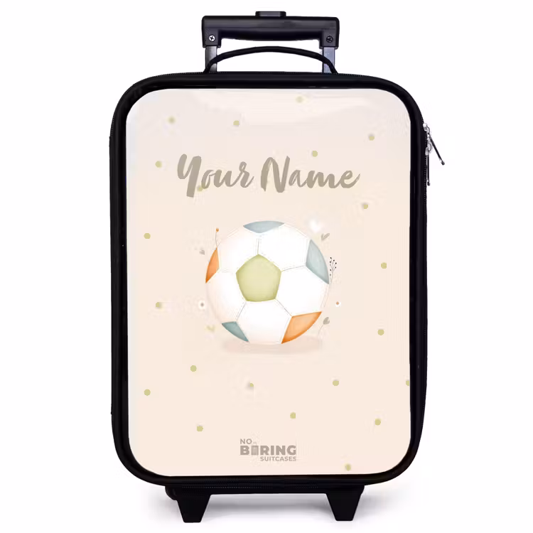 Children's suitcase - Soccer in beige pastel colors — 1