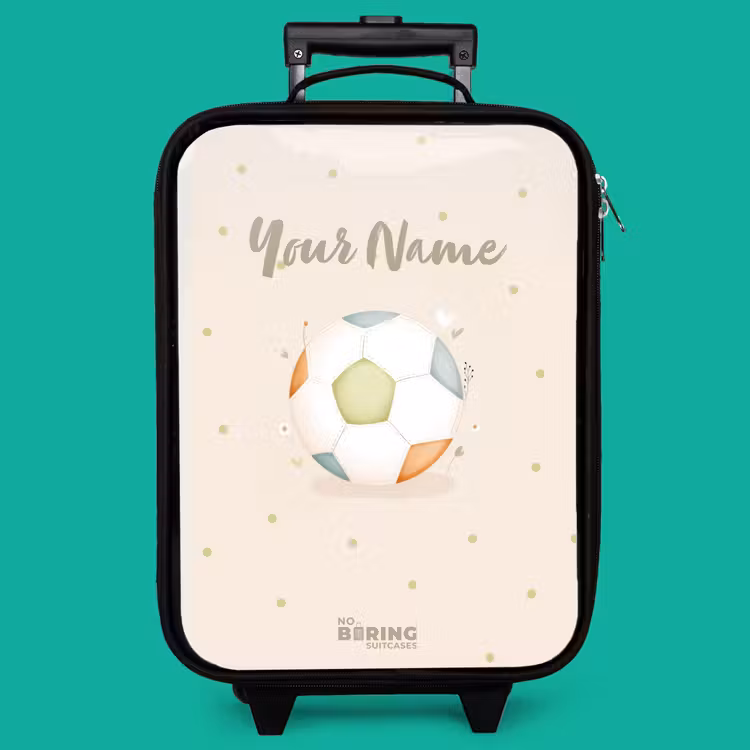 Children's suitcase - Soccer in beige pastel colors — 4