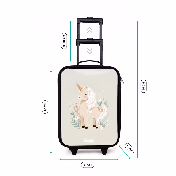 Children's suitcase - Unicorn among flowers in beige colors — 3