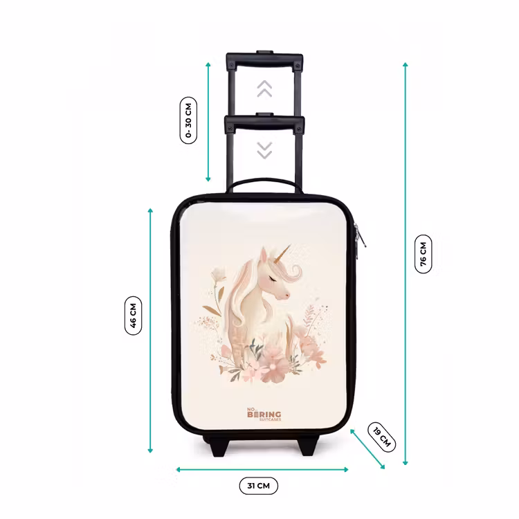 Children's suitcase - Unicorn among flowers in pink pastel colors — 3