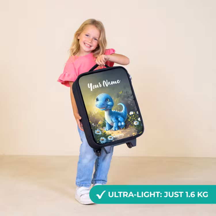 Children's suitcase with name - Branco Brontosaurus — 5
