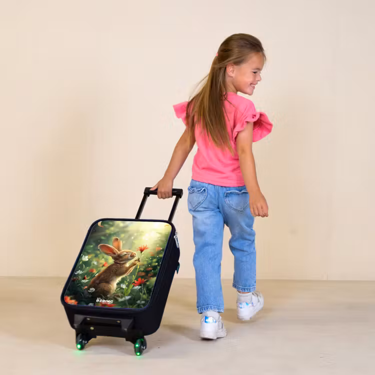 Children's suitcase - Side view of a rabbit with red flower — 1