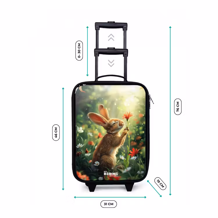 Children's suitcase - Side view of a rabbit with red flower — 2