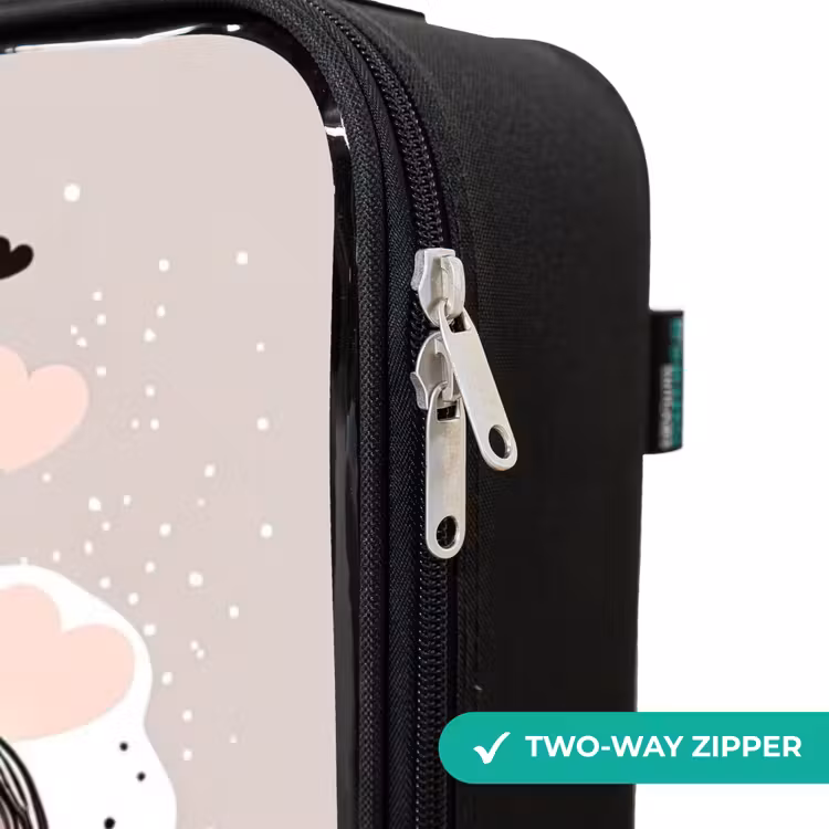 Children's suitcase - Princess on colored background with pink and black hearts — 6