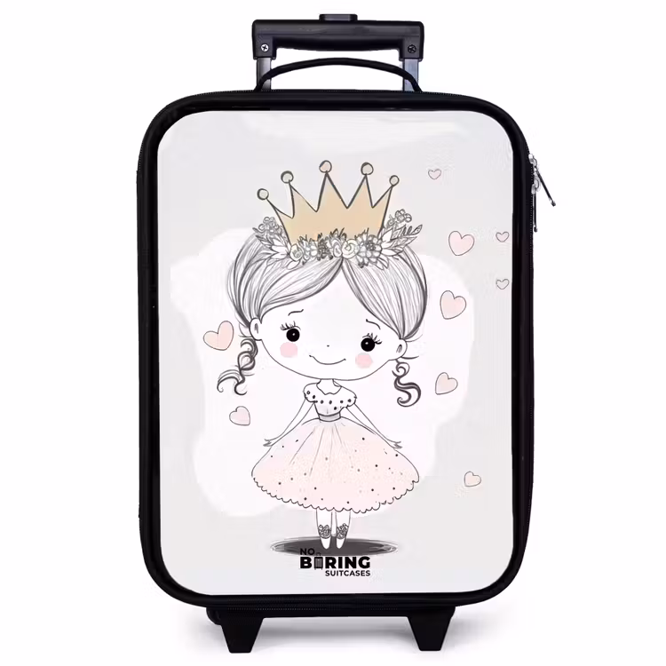 Children's suitcase - Princess with crown and pink hearts — 1