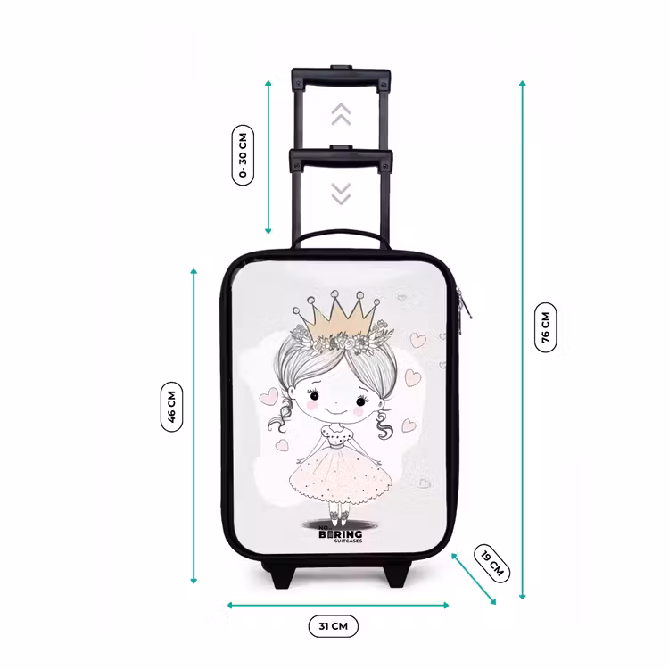Children's suitcase - Princess with crown and pink hearts — 3