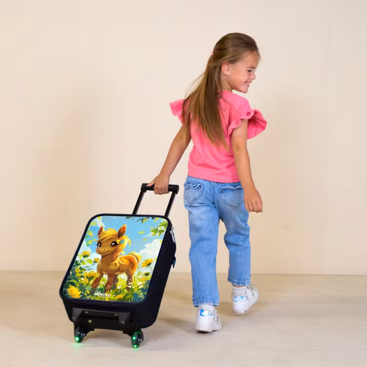 Children's suitcase - Brown bangs among yellow flowers — 1