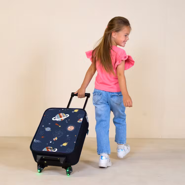 Children's suitcase - colorful planets on a dark background — 2