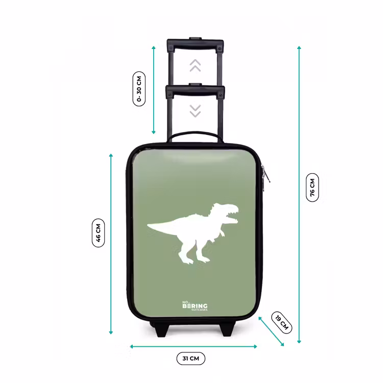 Children's suitcase - Green with T-rex dino — 3